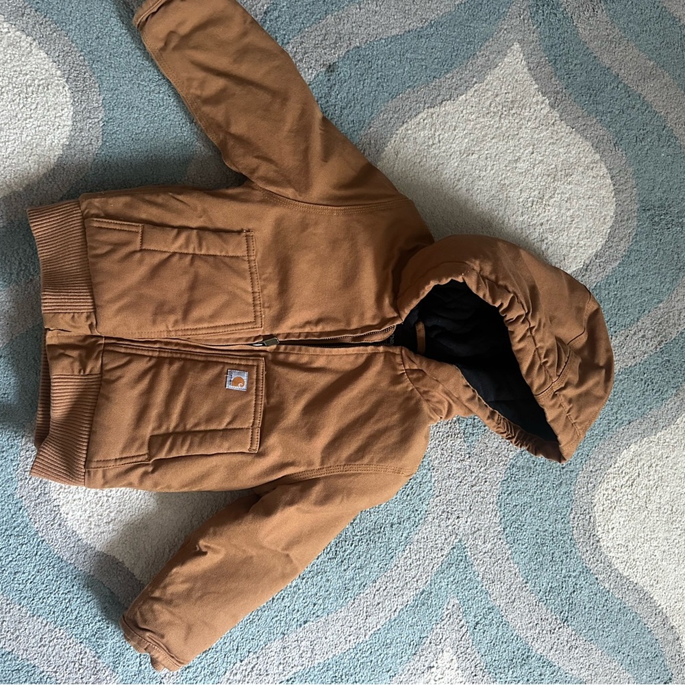 Carhartt Brown Puffer Jacket with Hood and Insulation